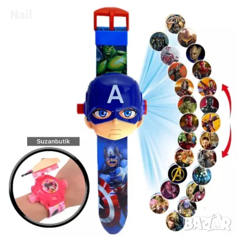 Детски Часовник с прожектор с различни супер герои Спайдърмен, Батман, Елза, снимка 15 - Детски - 38000866