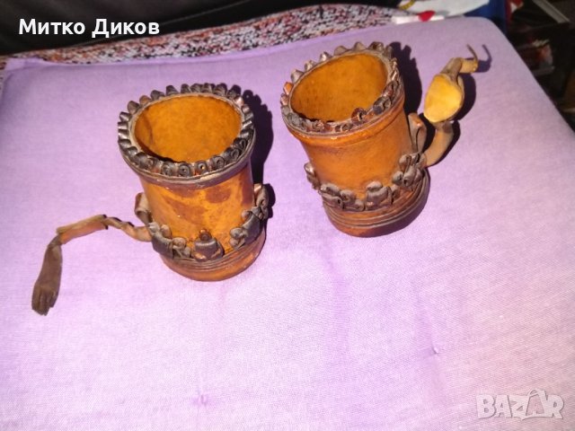 Чашки за барбут -табла и други игри-естествена кожа нови Н-10см и фи-6см