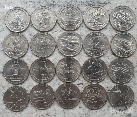 Американски Quarter Dollar .Национални паркове от 2010г до 2018г.
