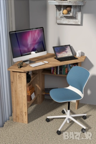Ъглово бюро за компютър / Малко ъглово бюро / Ъглово офис бюро, снимка 3 - Бюра - 52209189