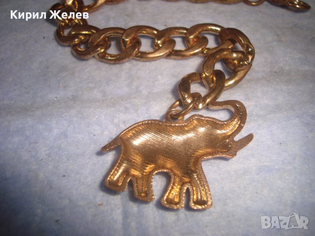 ПОЗЛАТЕНА ВИНТИДЖ АРТ ГРИВНА ЗДРАВА КЛАСИЧЕСКА ПЛЕТКА с ФИГУРАЛНА ВИСУЛКА СЛОНЧЕ 27938, снимка 3 - Гривни - 37072091