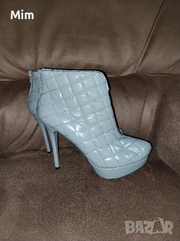 41 Лачени полуботушки с висок ток цвят капучино , снимка 2 - Дамски боти - 52339658