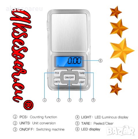 Кантарче 200g/300g/500g x 0,01g цифрова мини джобна електронна везна с висока прецизност за бижута , снимка 14 - Аксесоари за кухня - 42328458