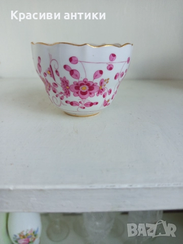 Антикварна чаша порцелан Meissen Indian Pink Flower 1815, снимка 8 - Антикварни и старинни предмети - 52427982