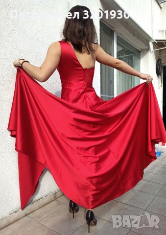 Официална сатенена червена рокля, снимка 5 - Рокли - 40124924