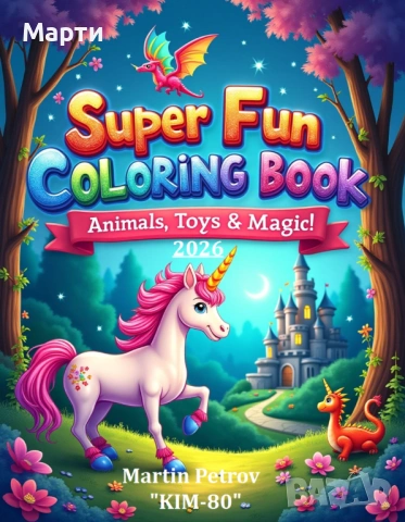 Книжка за оцветяване със сладки животни за деца на възраст 3–6 години (лесни и забавни страници)