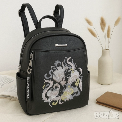 Елегантна и стилна дамска раница с флорална бродерия, снимка 7 - Раници - 52097917