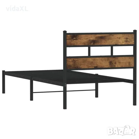 vidaXL Метална рамка за легло, без матрак, опушен дъб, 75x190 см, снимка 6 - Спални и легла - 56147490