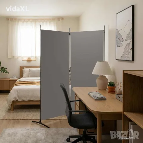 vidaXL Параван за стая, 2 панела, антрацит, 175x180 cм, текстил, снимка 2 - Паравани - 56147235
