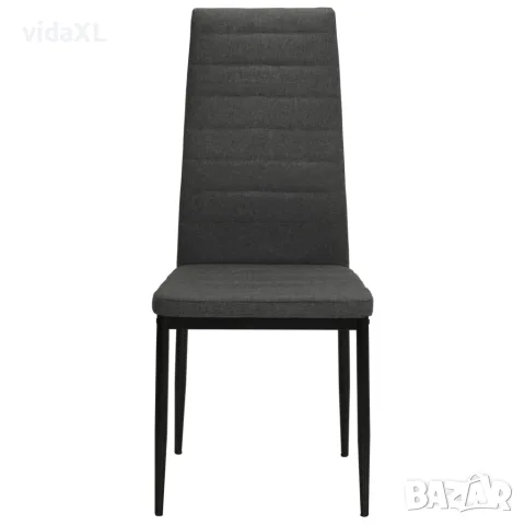 vidaXL Трапезни столове, 4 бр, сиви, масивно дърво каучук и текстил, снимка 2 - Столове - 56146431