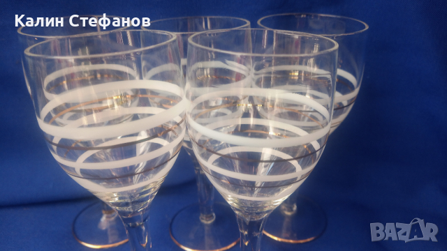 Ретро ракиени чашки, столче, златни кантове, бели кантове 5 бр, снимка 5 - Чаши - 44934989