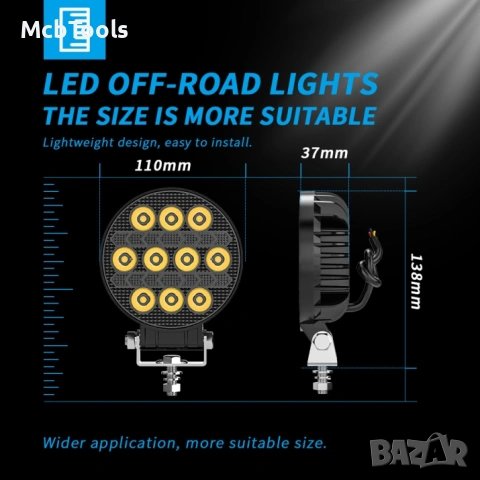 Диоден халоген LED с бяла светлина и жълт габарит 12/24V T776, снимка 2 - Аксесоари и консумативи - 54180775