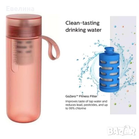Нова Бутилка за вода с филтър Philips GoZero Active Fitness, снимка 5 - Кани - 42717757