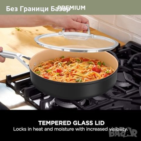 Нов Универсален Керамичен Тиган Ninja - Съвместим с Всички Котлони, снимка 5 - Съдове за готвене - 44394737