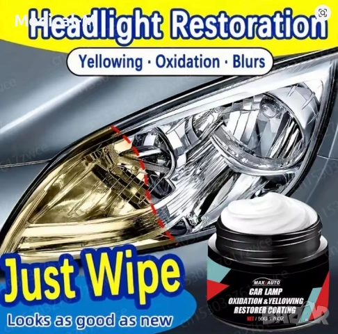 Паста за възстановяване на фарове – премахва пожълтяване и драскотини, снимка 2 - Полиране - 53033270