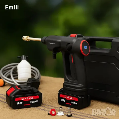 Акумулаторна водоструйка 24V – Пистолет за миене с LCD дисплей и 4 режима, снимка 3 - Парочистачки и Водоструйки - 56156031