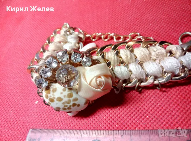 КРАСИВА ЗЛАТИСТА ГРЪНЧ АРТ СТИЛ ГРИВНА ХЕНД - МЕЙД УКРАШЕНИЕ 47411, снимка 6 - Гривни - 47296924