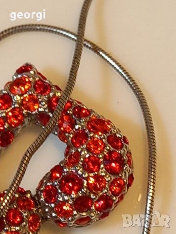 Сребърно колие с висулка сърце с камъни, снимка 11 - Колиета, медальони, синджири - 39130869