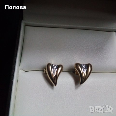 Руски златни обеци  с диаманти, снимка 4 - Обеци - 39648406
