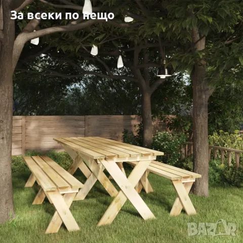 Градинска маса, 220x73x70 см, импрегниран бор, снимка 4 - Маси - 47309391
