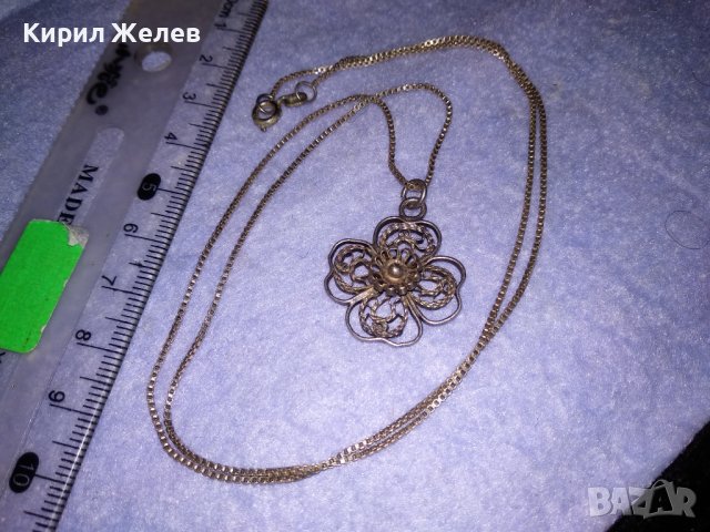 СТАРИНЕН ФИЛИГРАНЕН СРЕБЪРЕН МЕДАЛЬОН ЧЕТИРИЛИСТНА ДЕТЕЛИНА с ВЕРИЖКА от СРЕБРО 925 РЕТРО БИЖУ 34432, снимка 8 - Антикварни и старинни предмети - 39471413