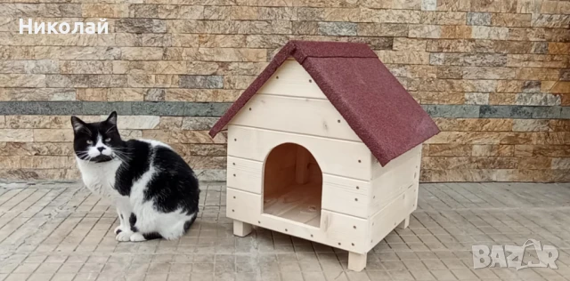 Голяма дървена къща за котки , къща колиба за коте куче , комашен любимец семейство котки, снимка 3 - За котки - 51302272