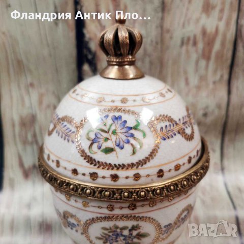 Яйце порцелан и бронз - Виолетки, снимка 4 - Декорация за дома - 42894408