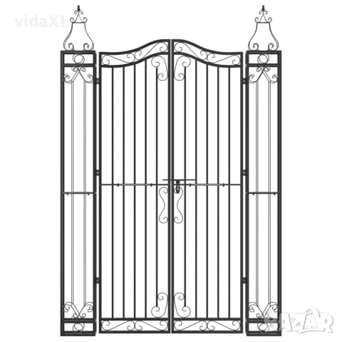 vidaXL Градинска порта черна 121x8x180 см ковано желязо, снимка 3 - Огради и мрежи - 56147379