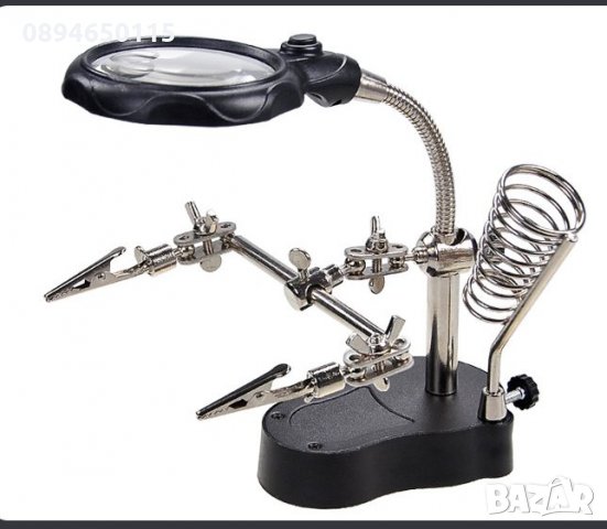 Лупа с щипки, стойка за поялник и LED осветление, свободни ръце, снимка 8 - Поялници и запояване - 31539545