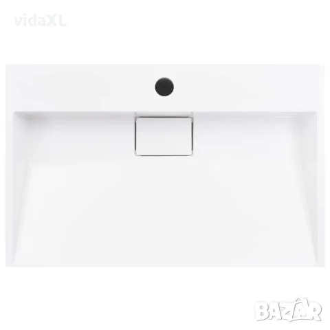 vidaXL Мивка, 60x38x11 см, минерална/мраморна отливка, бяла, снимка 4 - Мивки - 56146110