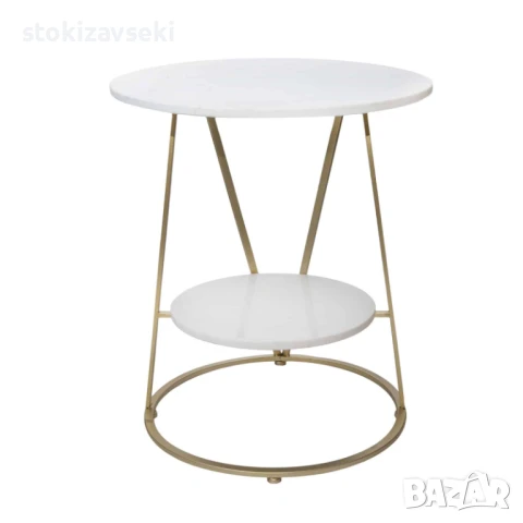 Помощна маса с рафт, Ф 50 см, снимка 2 - Маси - 51220919