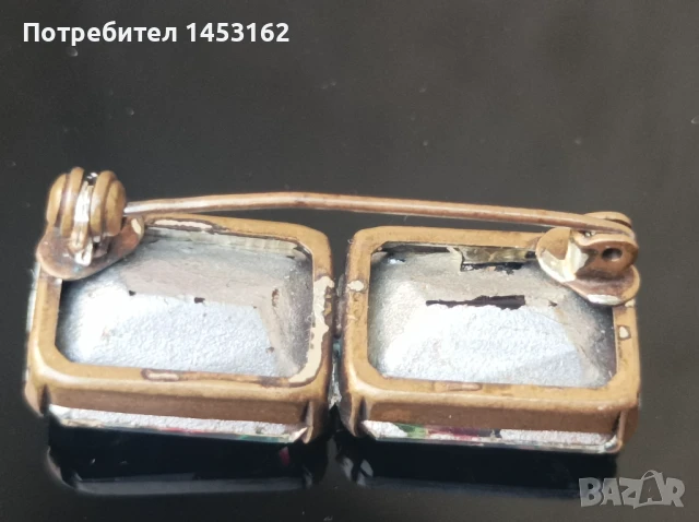 Старинна брошка с ирисово стъкло , снимка 2 - Други - 50678980