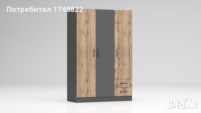 Гардероб Аполо 2 дъб вотан/ антрацит, снимка 1
