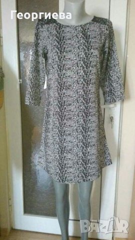 Фина рокля с дантелен акцент, в черно и бяло👗🍀S, M👗🍀арт.1056, снимка 2 - Рокли - 29832616