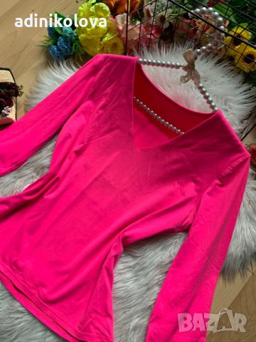 Неоново розова блуза, снимка 2 - Блузи с дълъг ръкав и пуловери - 38958402