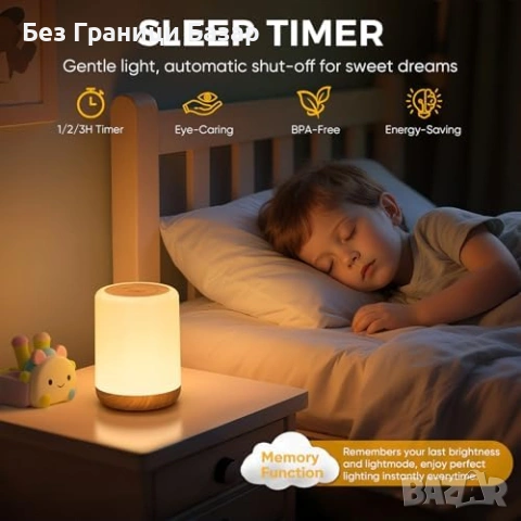 Нова детска Бебешка нощна лампа RGB с таймер памет и регулируема яркост за стая, снимка 4 - Други - 54275709