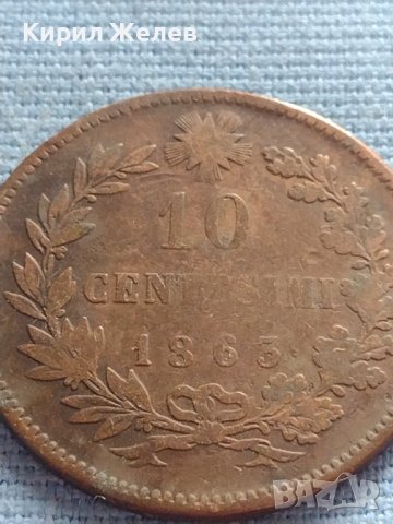 Рядка монета 10 чентезима 1863г. Италия Виктор Емануил втори за КОЛЕКЦИЯ 30421, снимка 3 - Нумизматика и бонистика - 42682340