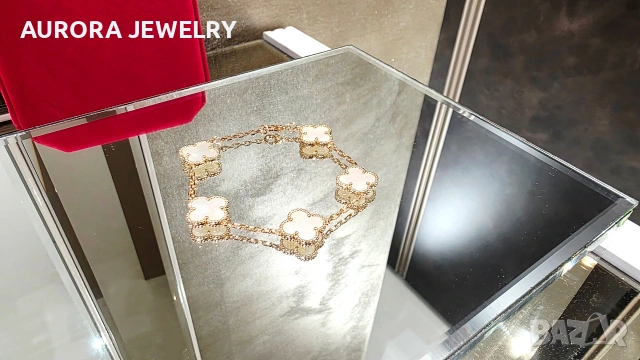 Van Cleef & Arpels VCA 5 Rose Gold Mother Pearl Alhambra Дамска Гривна, снимка 4 - Гривни - 53243342