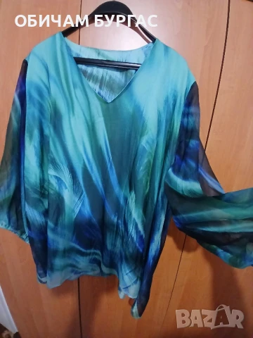 НОВА КРАСИВА ТУНИКА ОТ ФИН ШИФОН В МОРСКИ ЦВЕТОВЕ С ПОТНИЧЕ, снимка 4 - Туники - 50996469