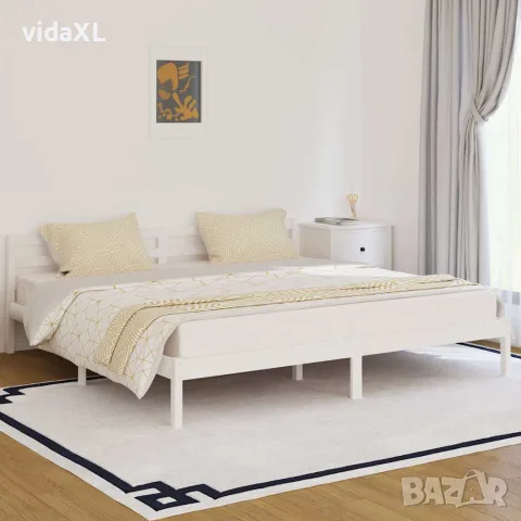 vidaXL Рамка за легло, бор масив, 200x200 см, бяла, снимка 2 - Спални и легла - 56148063