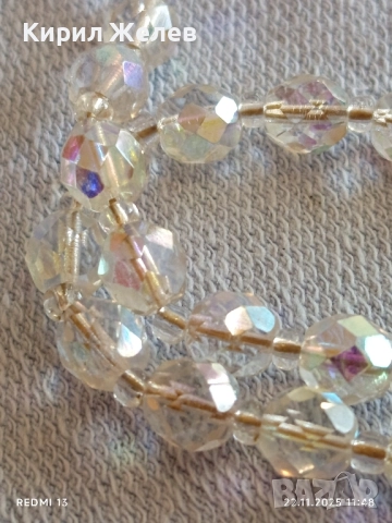 ИЗКУСТНО КОЛИЕ SWAROVSKI с КРИСТАЛНИ МЪНИСТА с ЕФЕКТ Аурора Бореалис 48983, снимка 2 - Колиета, медальони, синджири - 52501161