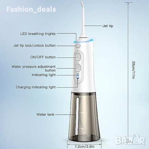 Нов Безкабелен Орален Ирригатор - 360° Въртене, IPX7, Голям Капацитет, снимка 7 - Други - 42775453