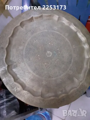 Арабски месингов поднос рисуван, снимка 6 - Декорация за дома - 33676357