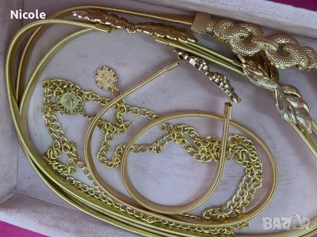 Уникални дамски колани-златни, сребърни, перлени, еластични, с регулиране на закопчаването, снимка 3 - Колани - 50830001