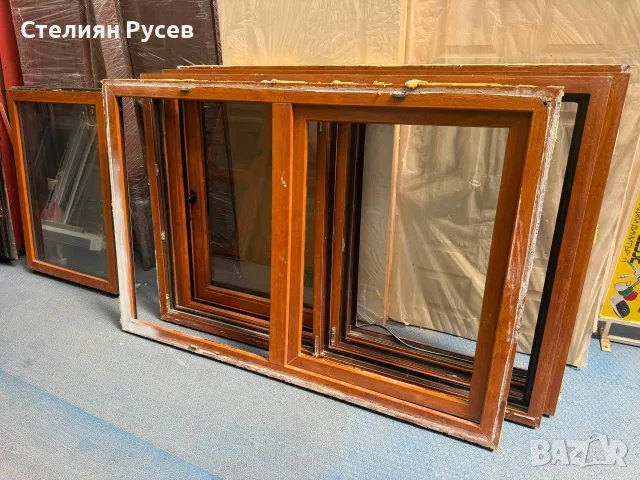 200822 ПВЦ PVC дограма прозорец 120/180см кафяво дъб  - цена 3 бр по 190 евро d+ -по един отваряем ,, снимка 2 - Дограми - 55739904