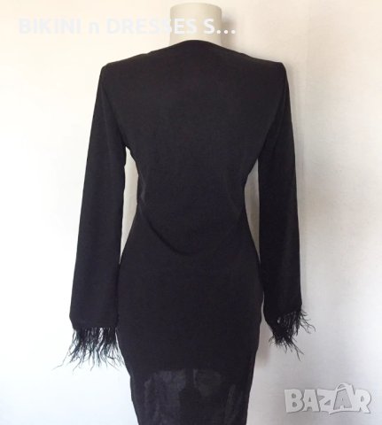 Черна рокля с пера лукс , снимка 5 - Рокли - 26762415