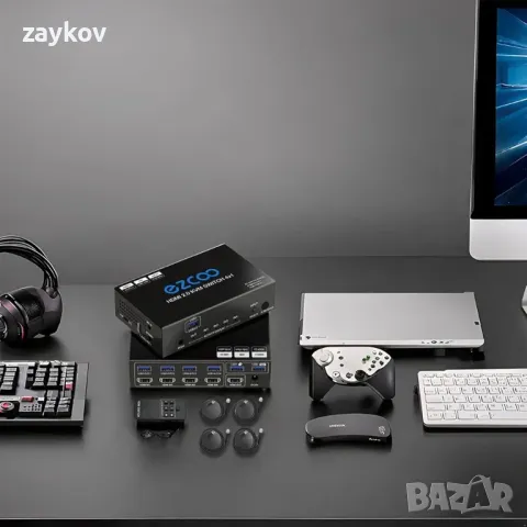 USB 3.0 HDMI KVM превключвател 4 компютър 1 монитор 4K 60Hz SPDIF L/R Extractor - USB превключвател, снимка 6 - Друга електроника - 48645847