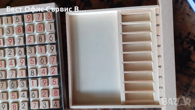 игра Судоку масивно дървено 22,5х23,5х3,1 см размер, с 99 броя плочки от луксозно масивно дърво, снимка 8 - Образователни игри - 51230238