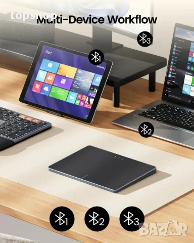 ЧИСТО НОВ Безжичен тъчпад / тракпад ProtoArc T1 Plus с Bluetooth, за Windows 10/11 PC лаптоп, снимка 5 - Клавиатури и мишки - 50501511