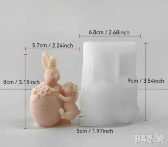 Молд зайчета с яйце , снимка 3 - Форми - 48472108